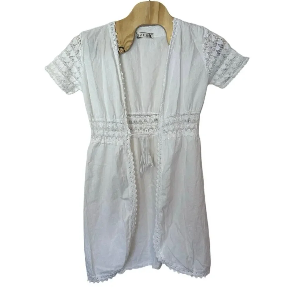 Seaspice Resortwear Sadie Tie Front Cover Up Dress Size L White Beach Swim Pool